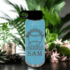 Light Blue Baseball Water Bottle With Addicted To The Diamond Design