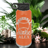 Orange Baseball Water Bottle With Addicted To The Diamond Design