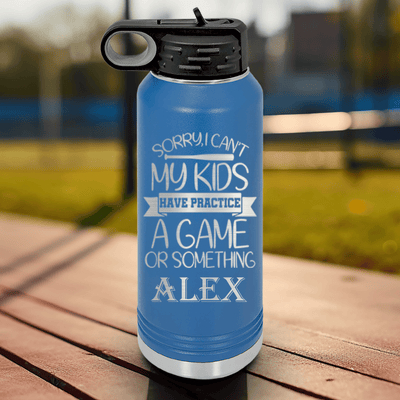 Blue Baseball Water Bottle With Busy Ballpark Nights Design