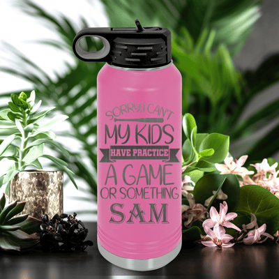 Pink Baseball Water Bottle With Busy Ballpark Nights Design