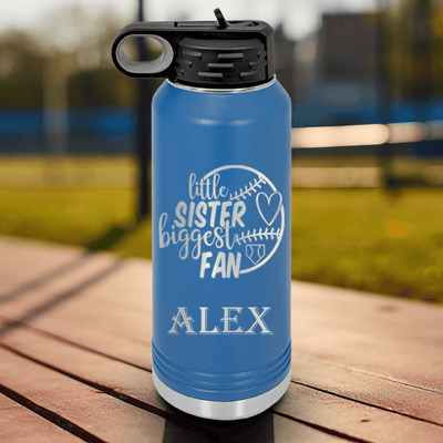 Blue Baseball Water Bottle With Cheering From The Sidelines Sister Design