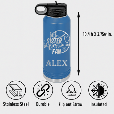 Cheering From The Sidelines Sister Water Bottle