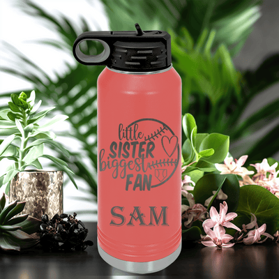 Salmon Baseball Water Bottle With Cheering From The Sidelines Sister Design