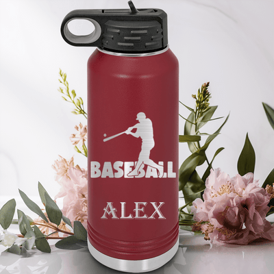 Maroon Baseball Water Bottle With Diamond Prodigy Design
