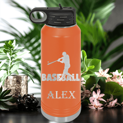 Orange Baseball Water Bottle With Diamond Prodigy Design