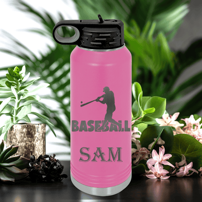 Pink Baseball Water Bottle With Diamond Prodigy Design