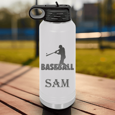 White Baseball Water Bottle With Diamond Prodigy Design