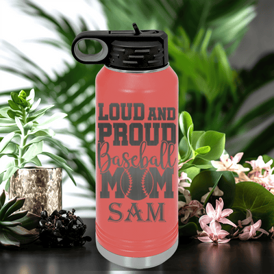 Salmon Baseball Water Bottle With Echoing Cheers From The Diamond Design