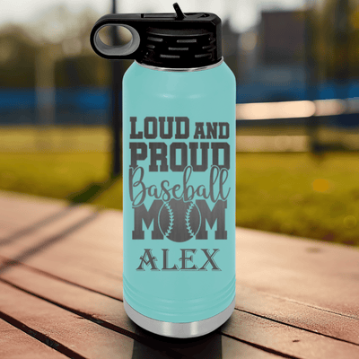 Teal Baseball Water Bottle With Echoing Cheers From The Diamond Design