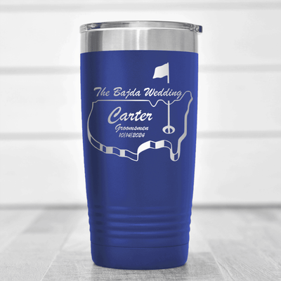 Blue Golf Tumbler With Golfers Wedding Party Design