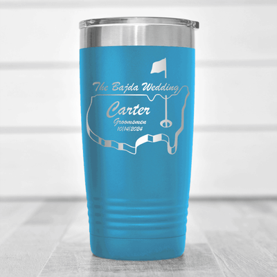 Light Blue Golf Tumbler With Golfers Wedding Party Design