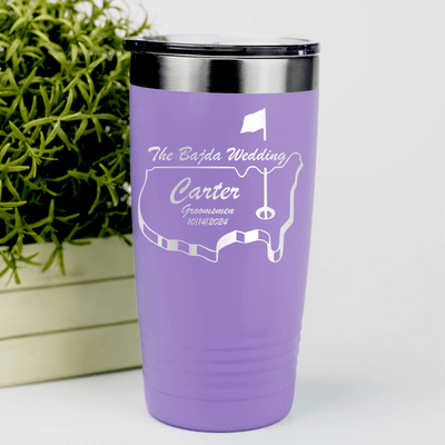 Light Purple Golf Tumbler With Golfers Wedding Party Design