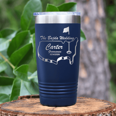 Navy Golf Tumbler With Golfers Wedding Party Design