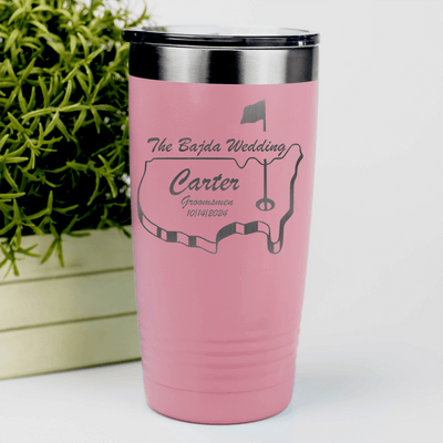 Salmon Golf Tumbler With Golfers Wedding Party Design