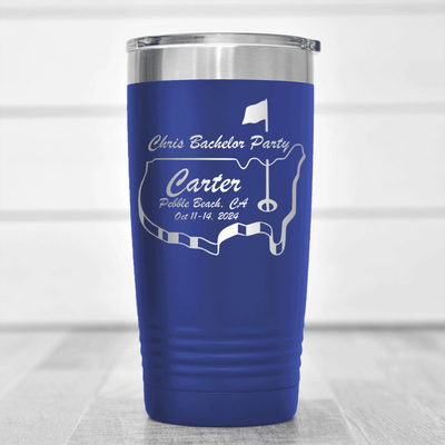 Blue Golf Tumbler With Golfing Bachelor Party Design