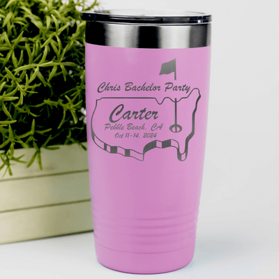 Pink Golf Tumbler With Golfing Bachelor Party Design