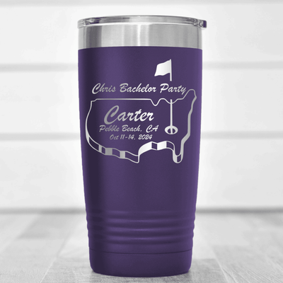 Purple Golf Tumbler With Golfing Bachelor Party Design