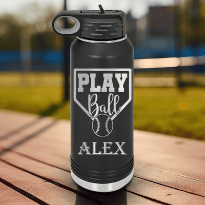 Black Baseball Water Bottle With Its Game Time Design