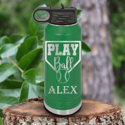 Green Baseball Water Bottle With Its Game Time Design