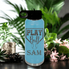 Light Blue Baseball Water Bottle With Its Game Time Design