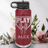 Maroon Baseball Water Bottle With Its Game Time Design