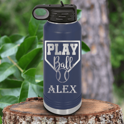 Navy Baseball Water Bottle With Its Game Time Design