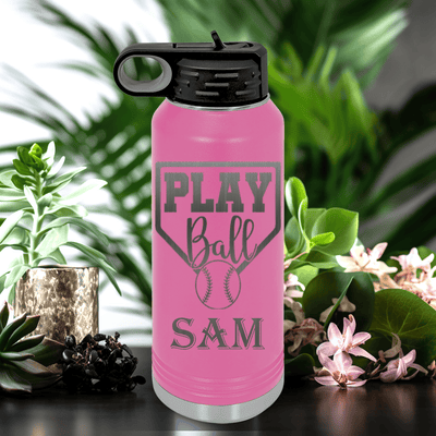 Pink Baseball Water Bottle With Its Game Time Design