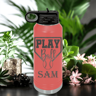 Salmon Baseball Water Bottle With Its Game Time Design