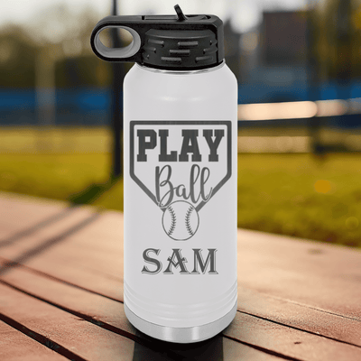 White Baseball Water Bottle With Its Game Time Design