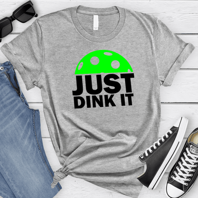 Womens Grey T Shirt with Just-Dink-It design