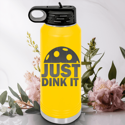 Yellow Pickleball Water Bottle With Just Dink It Design