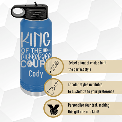 King Of The Pickleball Court Water Bottle