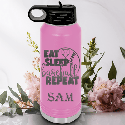 Light Purple Baseball Water Bottle With Lifes Rythm Baseball Design