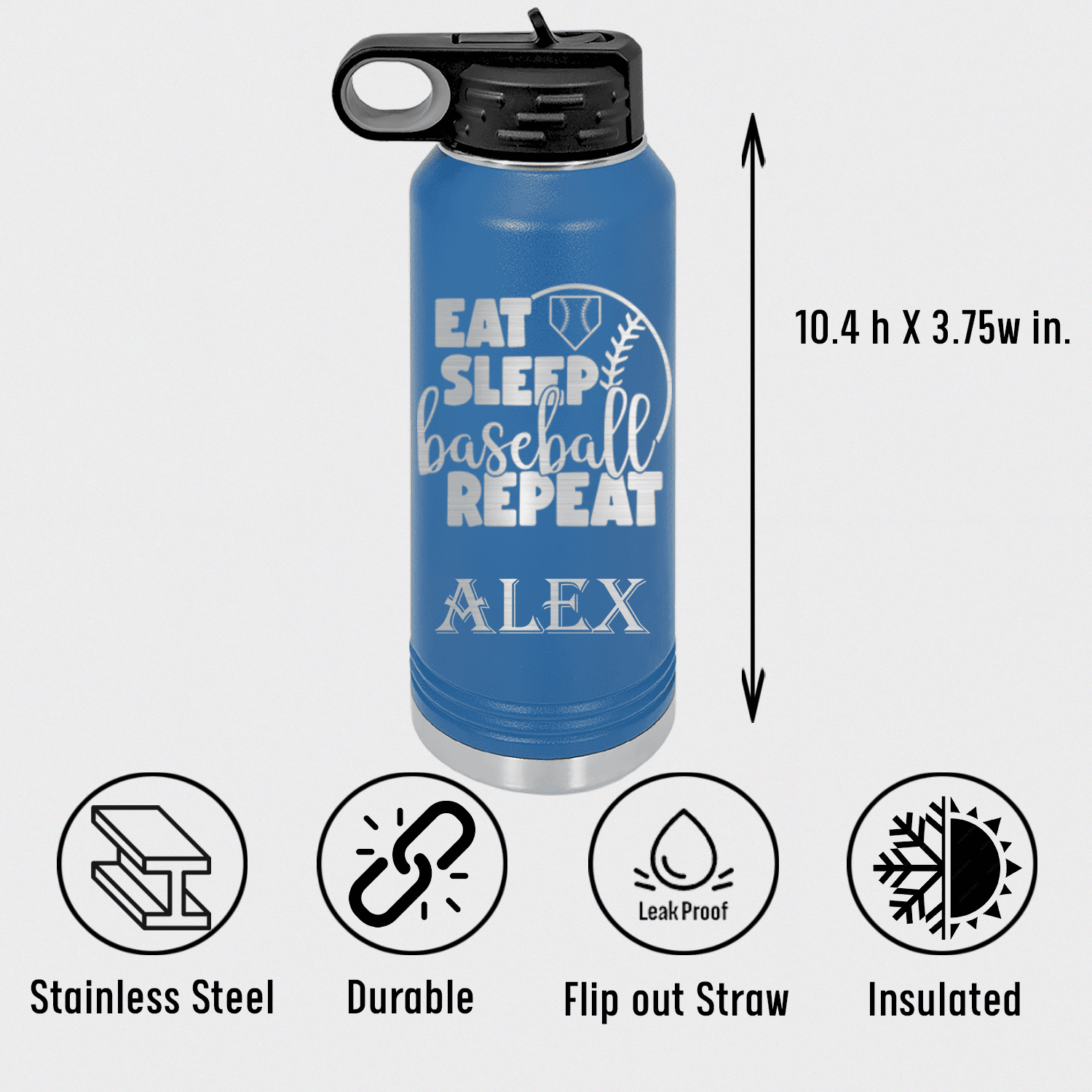 Lifes Rythm Baseball Water Bottle