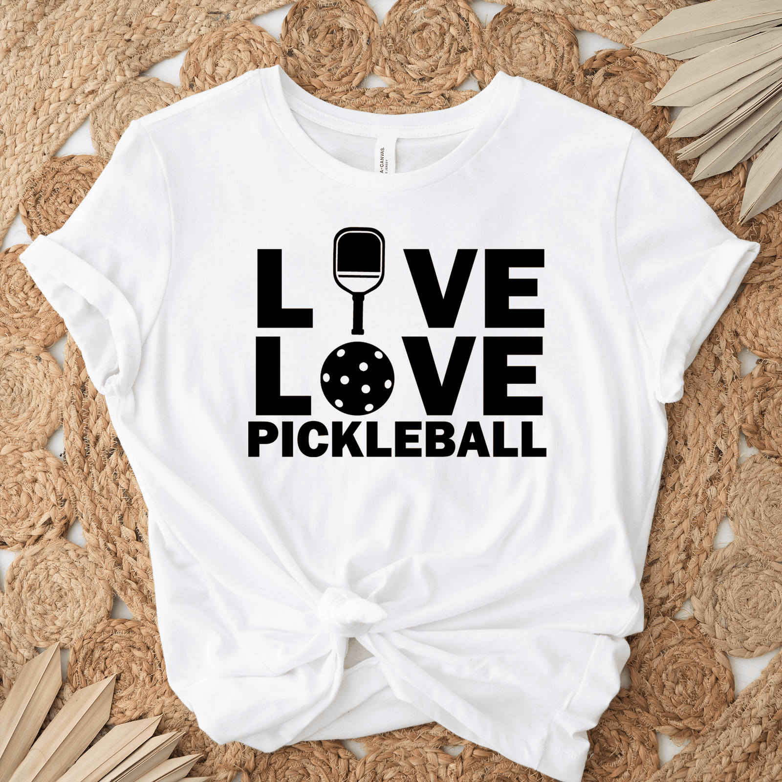 Womens White T Shirt with Live-Love-Pickle design
