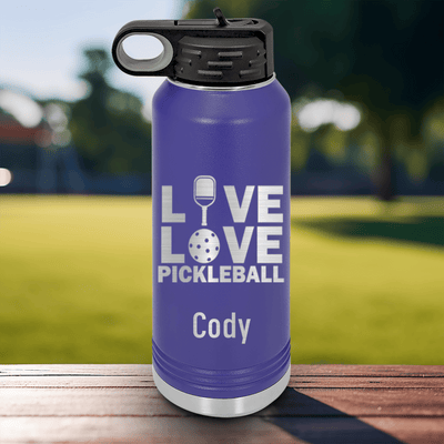 Purple Pickleball Water Bottle With Live Love Pickle Design