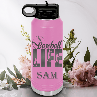 Light Purple Baseball Water Bottle With Living The Diamond Dream Design