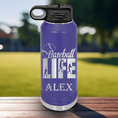 Purple Baseball Water Bottle With Living The Diamond Dream Design