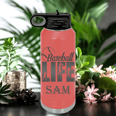 Salmon Baseball Water Bottle With Living The Diamond Dream Design