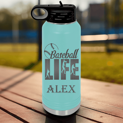 Teal Baseball Water Bottle With Living The Diamond Dream Design