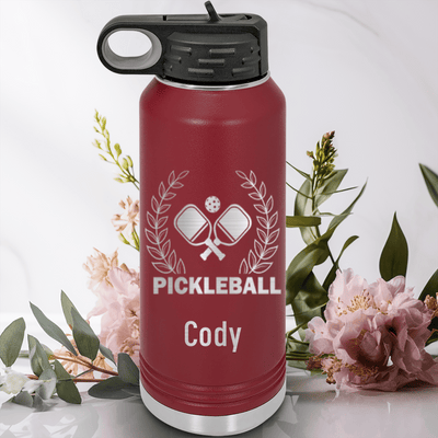 Maroon Pickleball Water Bottle With Master Of Pickleball Design