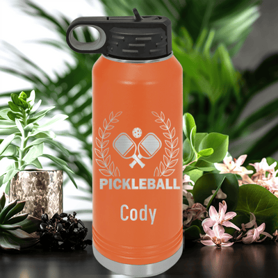 Orange Pickleball Water Bottle With Master Of Pickleball Design