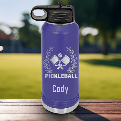 Purple Pickleball Water Bottle With Master Of Pickleball Design