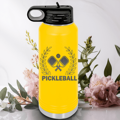 Yellow Pickleball Water Bottle With Master Of Pickleball Design