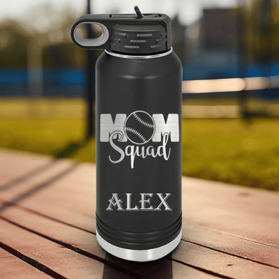 Black Baseball Water Bottle With Mothers Of The Mound Design