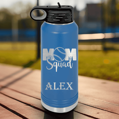 Blue Baseball Water Bottle With Mothers Of The Mound Design