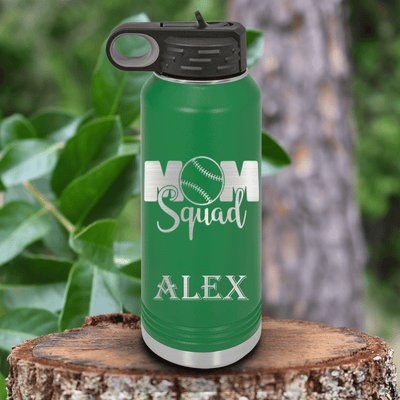 Green Baseball Water Bottle With Mothers Of The Mound Design