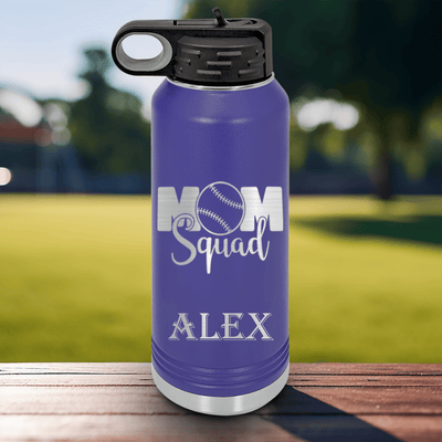 Purple Baseball Water Bottle With Mothers Of The Mound Design
