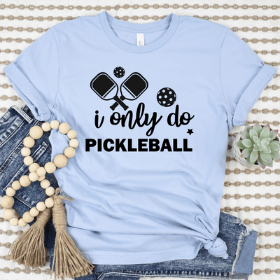 Womens Light Blue T Shirt with Nothin-But-Pickle design