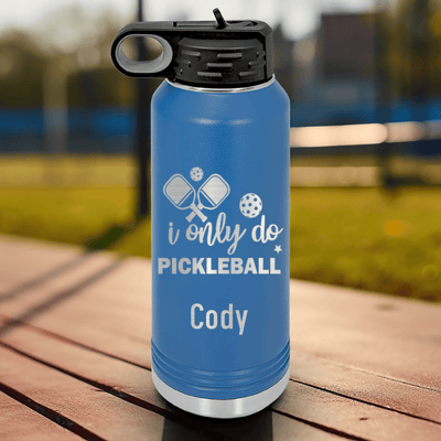 Blue Pickleball Water Bottle With Nothin But Pickle Design